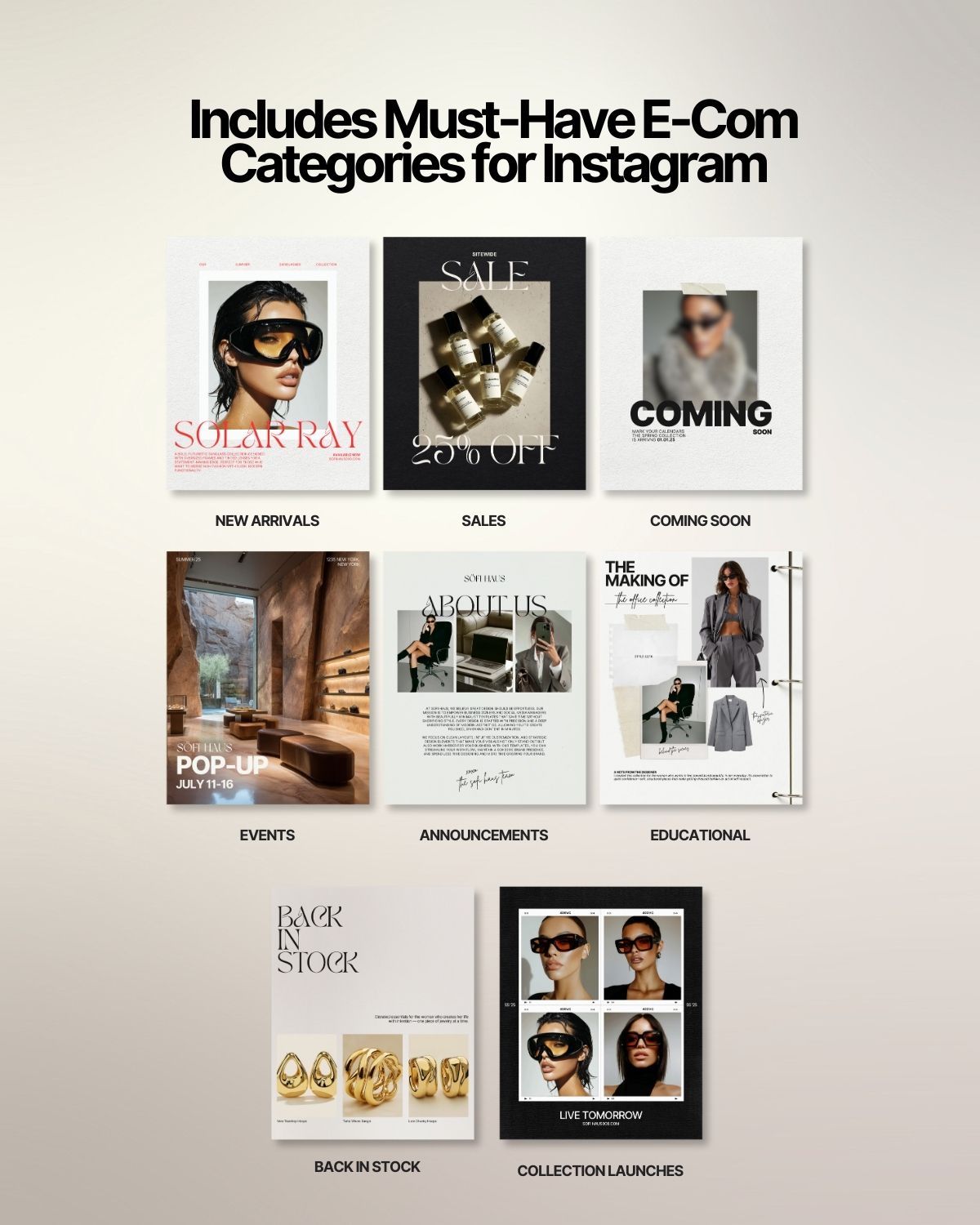 54 Neutral Instagram Canva Templates