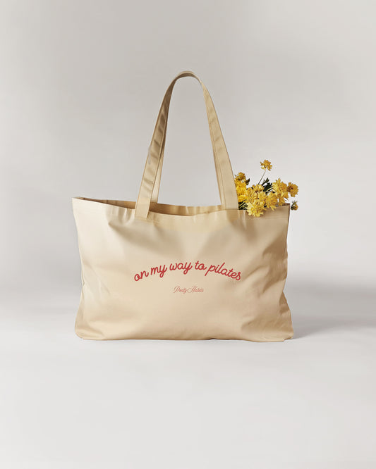 On My Way To Pilates Large Tote Bag
